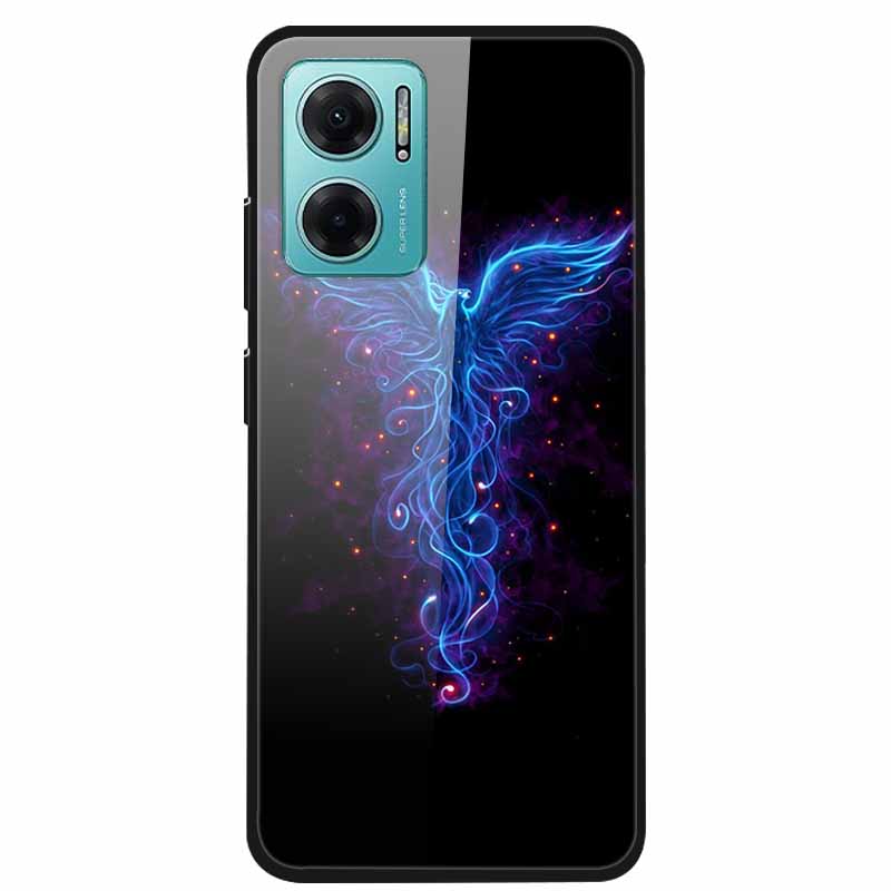 Чехол Для Xiaomi Redmi Note 11E Роскошный Закаленное Стекло Жесткая Задняя Крышка Для Redmi Note 11E Capa Ударопрочный Цветок Funda Волк Coque