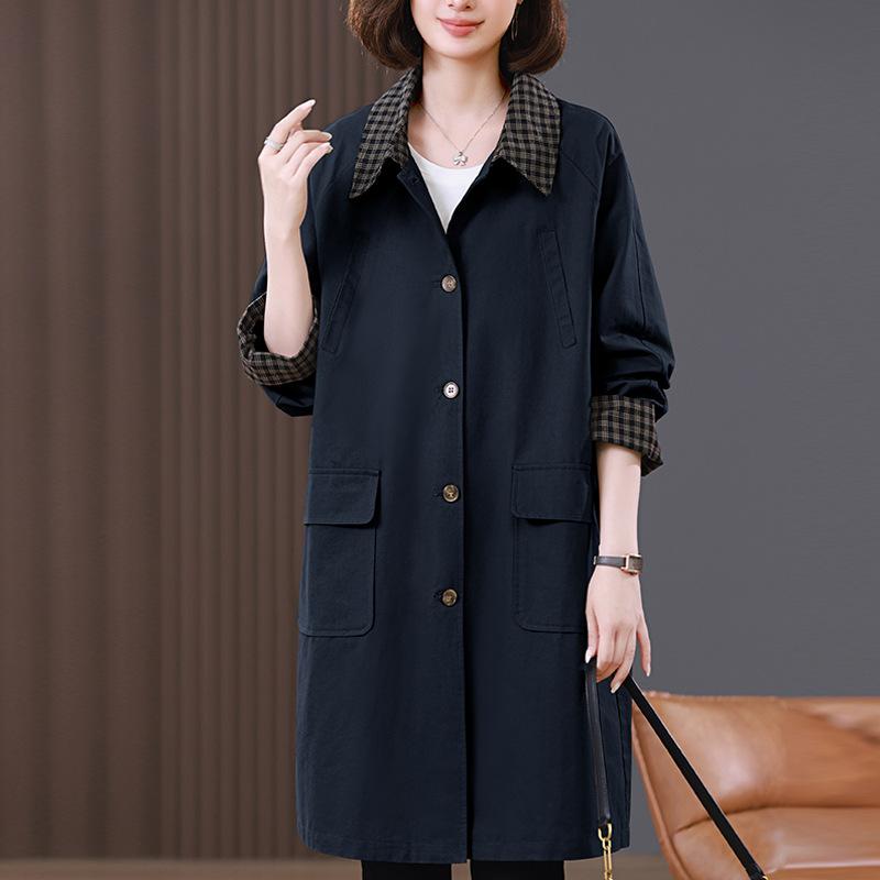 Плюс размер женская ветровка средней длины новый стиль одежда для мам среднего возраста темпераментная ветровка весна и осень