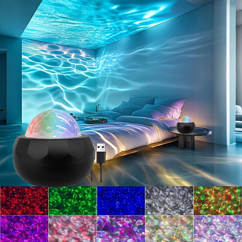 Starry Sky Galaxy Water Ripple Projector Lamp LED Night Light Auto Rotate RGB 7 Modes with Remote for Kids Room Deco Lamp Gift