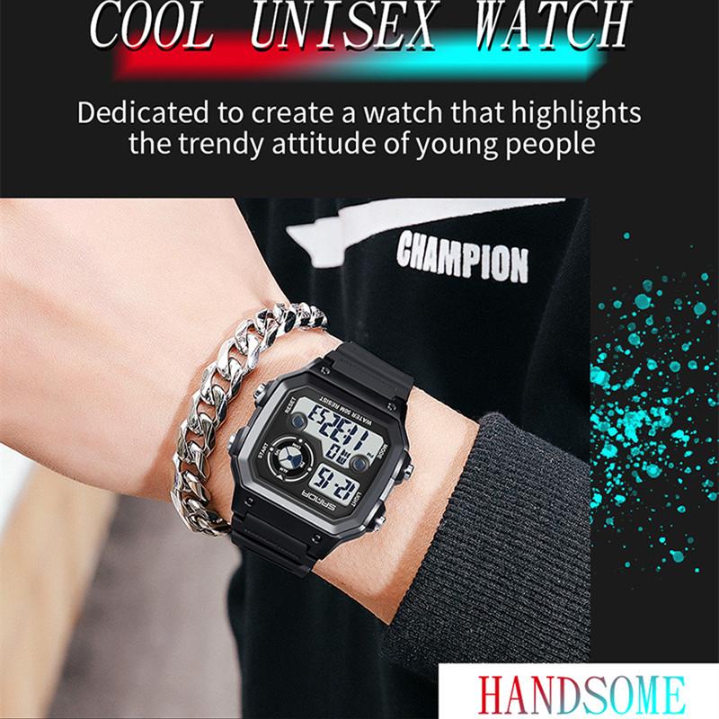 Новые модные электронные часы SANDA Square Trend, водонепроницаемые светящиеся спортивные мужские часы, цифровые студенческие часы