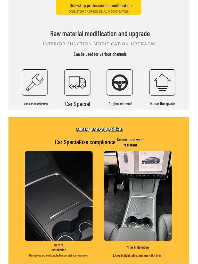 Наклейка-пленка на панель консоли Tesla Model 3/Y - Обновленный дизайн