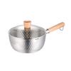 20cm Stainless Steel Soup Pot Japanese-Style Snow Pot Wooden Handle Stew Pot Milk Pot Kitchen Cookware Flat Bottom Non-Stick Wok