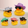 Cowboy Hat Yellow Duck with Sunglasses Cute Bath Toys for Kids Floating Pool Decor BPA-Free Car Dashboard Decoration