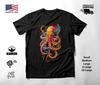 Octopus Neon Graphic T-Shirt Black Unisex S-2XL