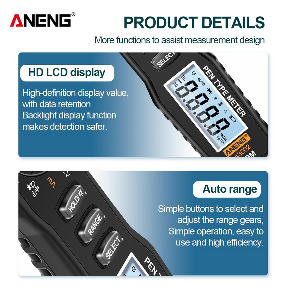 Smart Multifunctional Professional Tools ANENG A3002 Digital Multimeters AC/DC Voltage Measurement Electric Current Tester