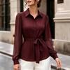 Women S Long Sleeve Shirt Lace Up Waist Casual Commute Blouse
