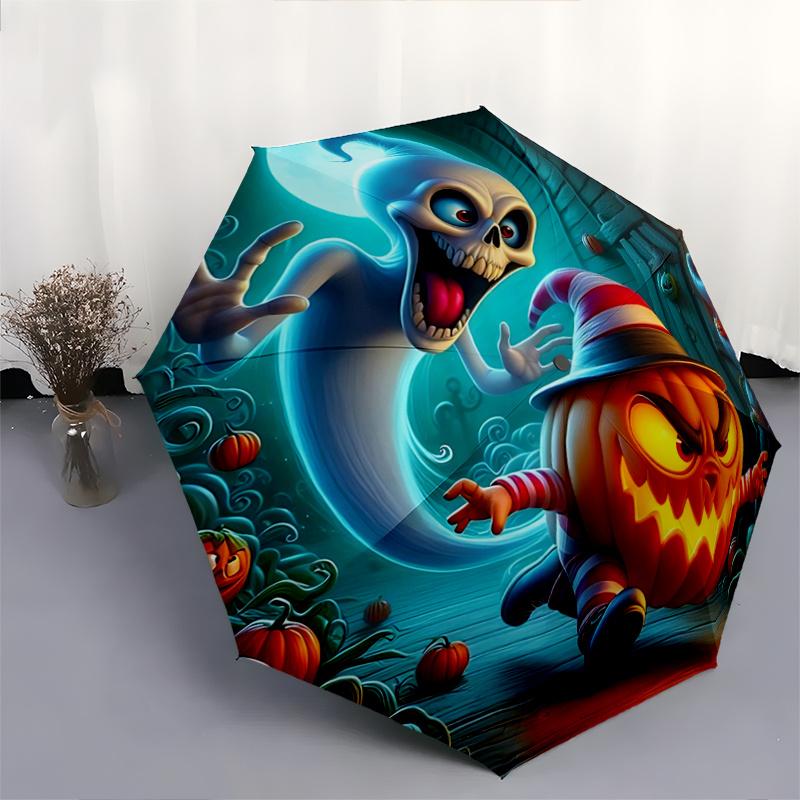 1pc Lively Pumpkins and Ghosts Automatic Opening and Closing Umbrella - Suitable for Various Occasions, Outdoor Activities, Lightweight and Durab
