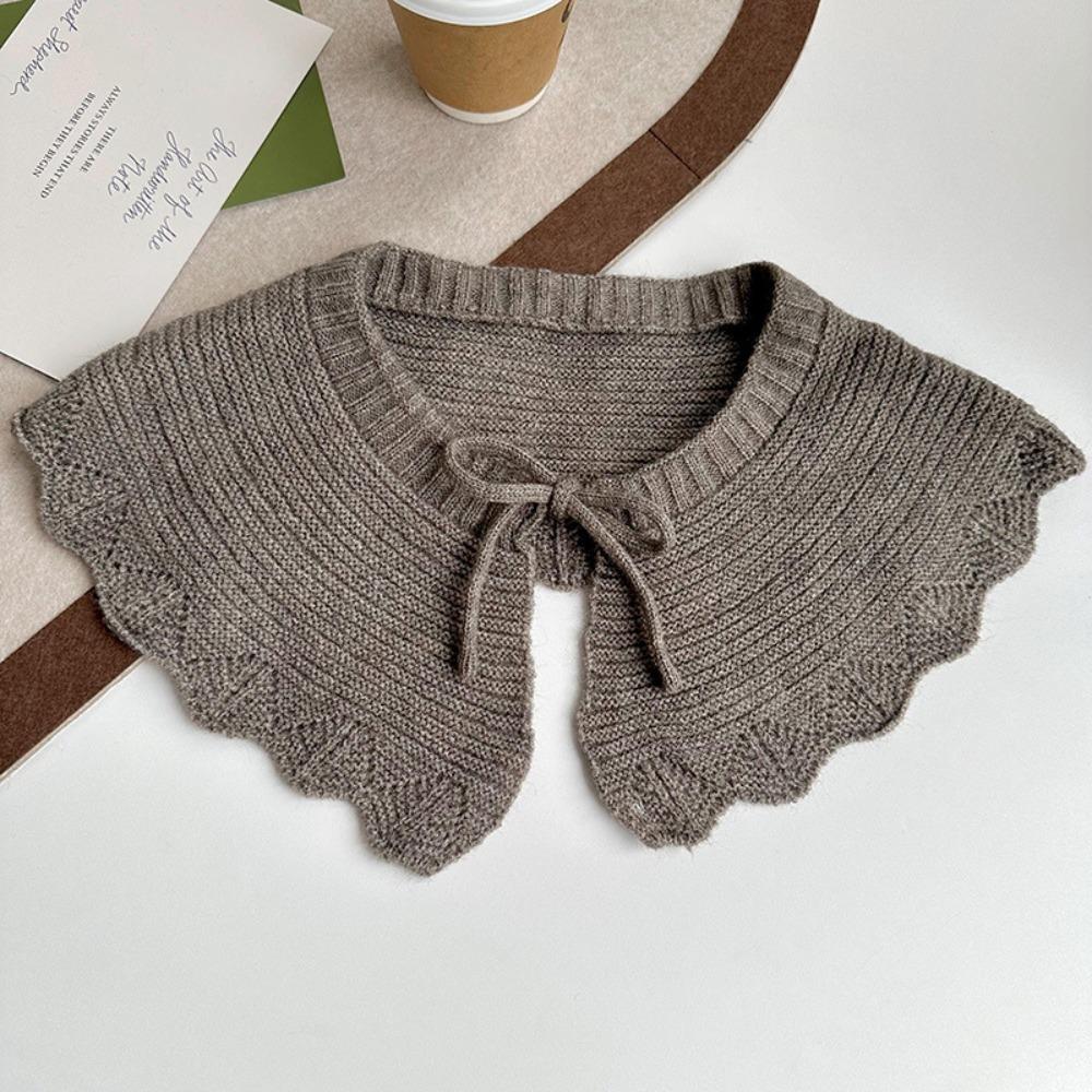 Warm O-Neck Fake Collars Laced up Knitted Knitting Detachable Collar Solid Color Shirt Shawl Wrap