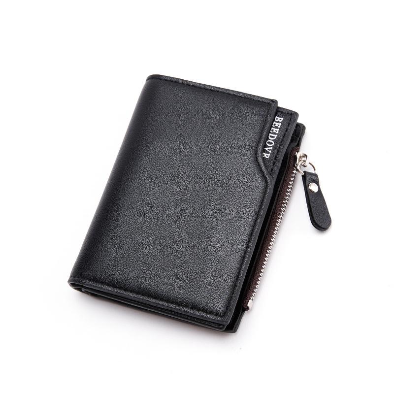 Men's Zipper Short Anti-theft Wallet Multi-card Fashion Vertical Mini Snap Coin Purse