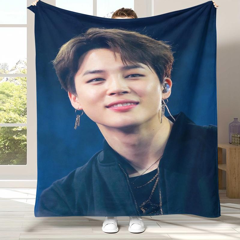 Плед фланелевый Jimin Kpop B-BTS Star, Ультрамягкий теплый плюшевый плед для дома, спальни, кровати, дивана, офиса, кемпинга, пикника, подарок