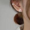 Серебряный кафф 925 пробы для женщин Серьги-клипсы с цирконами Дизайн с золотым листом Украшения без прокола