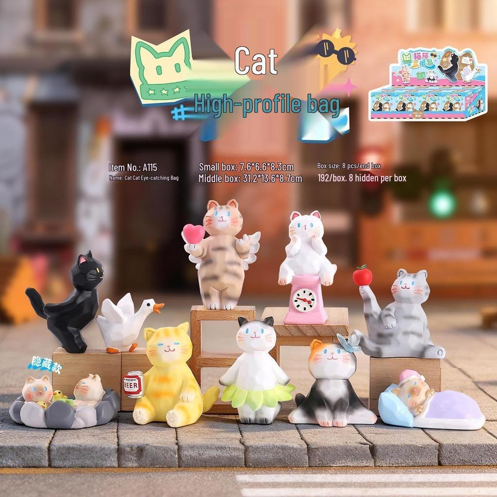 Мяу Мяу Веселая Игра Вращающиеся Фигурки Кошек - Креативный Подарок из Слепой Коробки и Изысканное Украшение для Рабочего Стола