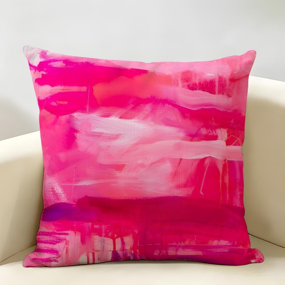Vintagepink Bstract Pattern Cushion Cover Natural Linen Organic Fabric Double-Sided Printing Breathable Perfect For Home Decor