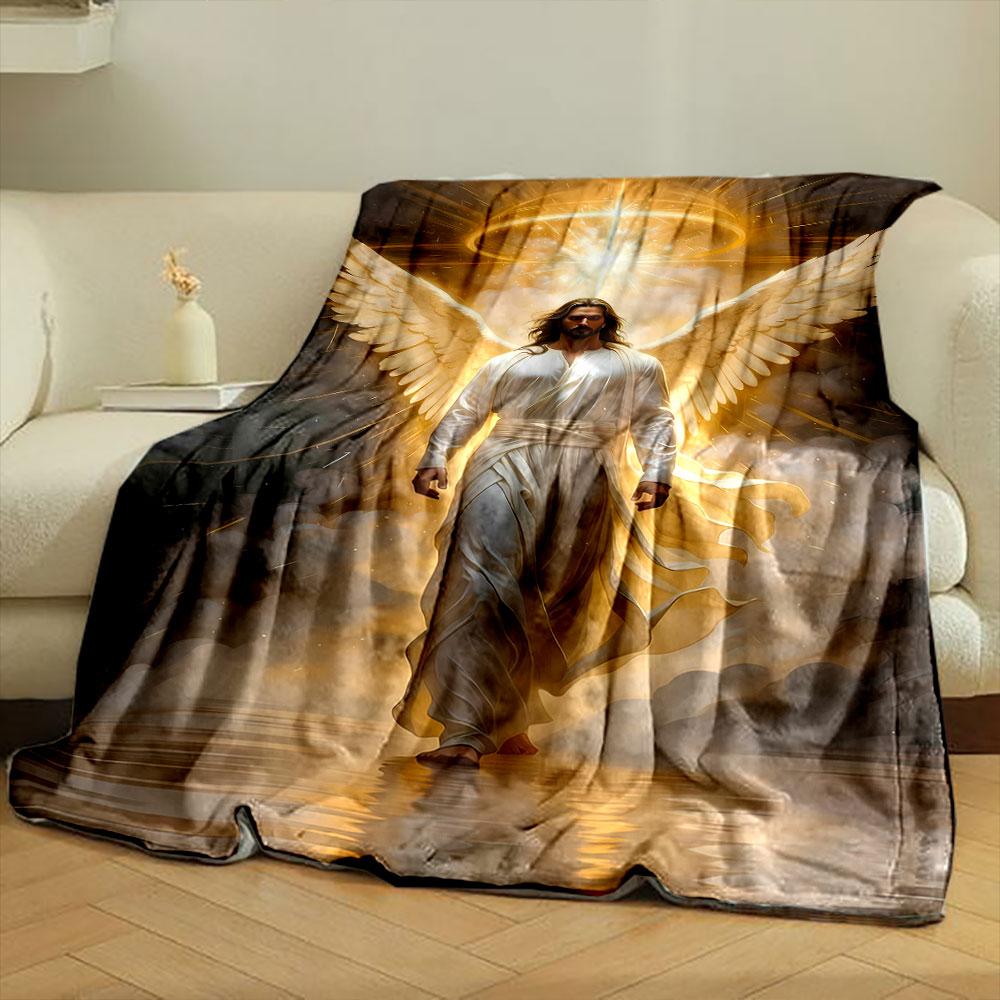 Winged Divine Figure Blanket Printed Blanket for Living Room Bed Couch lunch break Soft Cozy Blanket for Friend's festival Gift