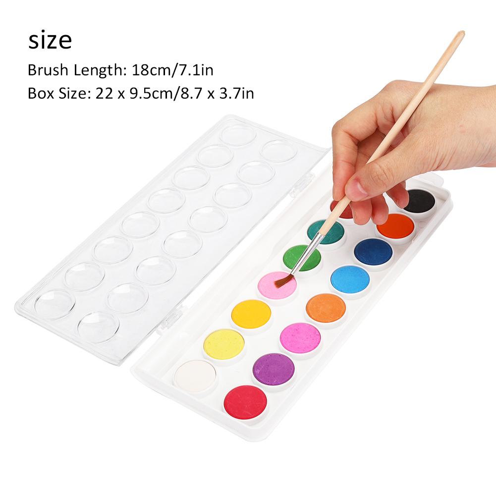 2 Коробки 16 Цветов Твердая Акварельная Краска Компактный Пигмент с Кистью Практика Рисования Художественные Принадлежности