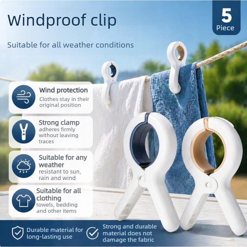 5*No Trace Clothes Pegs Strong Windproof Plastic Clips for Drying Clothes Bed Sheets Blankets Fixing Holder