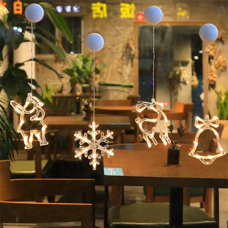 Светодиодный рождественский светильник на присоске Снеговик Рождественская елка Украшение окна Подвесные украшения Праздничные украшения Маленькие цветные фонари