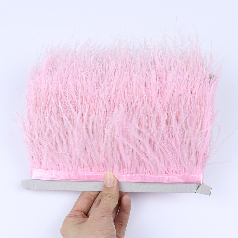 Dyed Ostrich Feather Trim Ribbon Fringe 6-8Cm Wedding Decoration Fluffy Feathers Dress Sewing Clothing 1/5/10Meter Plume Decor