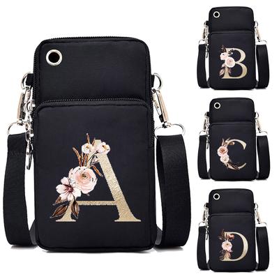 Винтажные женские сумки с цветочным алфавитом, 26 английских букв, мини-сумка для мобильного телефона, сумка через плечо, водонепроницаемый кошелек, сумки через плечо для монет