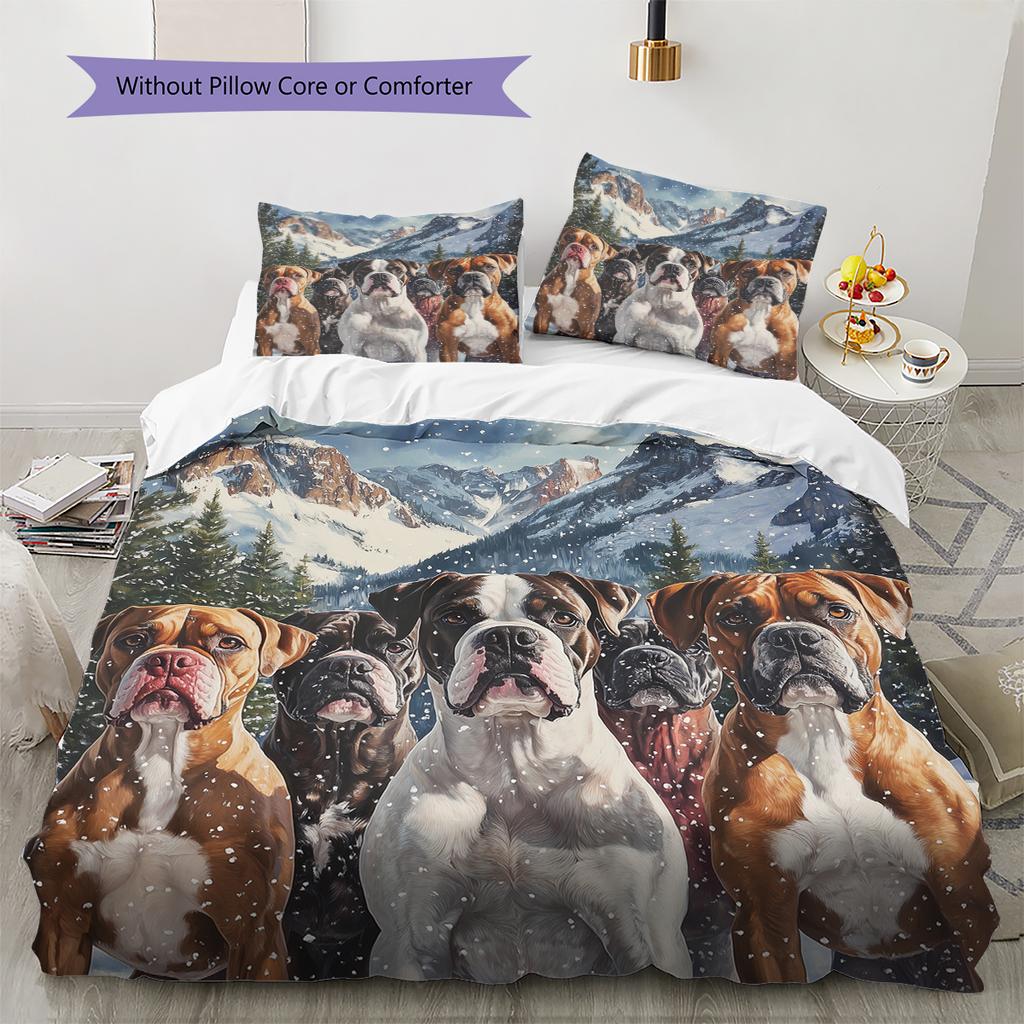 Boxer Pattern Bedding Home Decoration Birthday Gift (1 * duvet cover + 2 * pillowcase, without core)