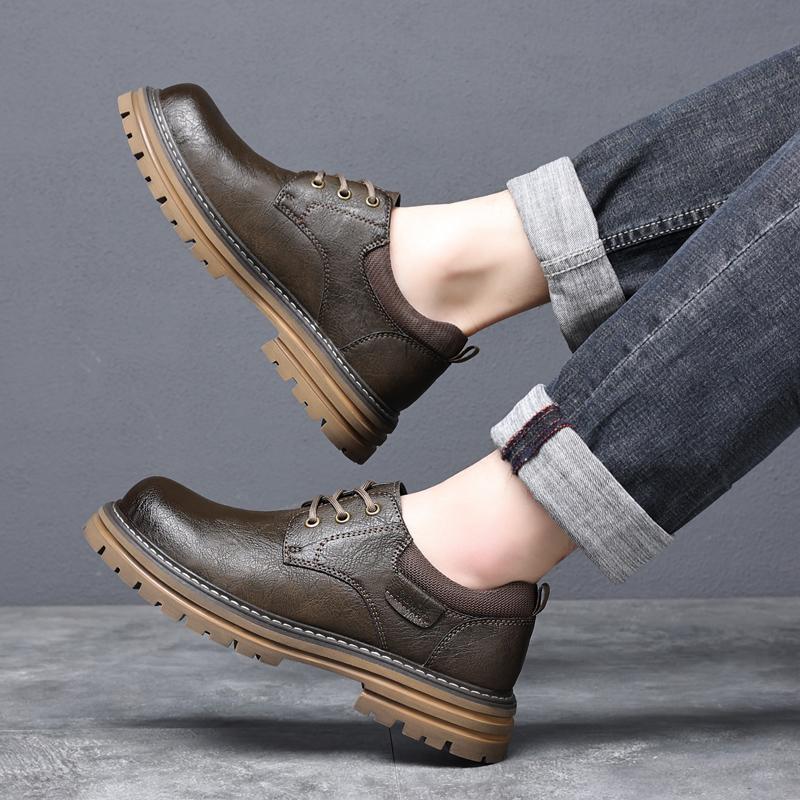 Модные мужские кожаные туфли с круглым носком. Высококачественные повседневные и универсальные туфли для вечеринок, отдыха на природе, деловые туфли на толстой подошве.