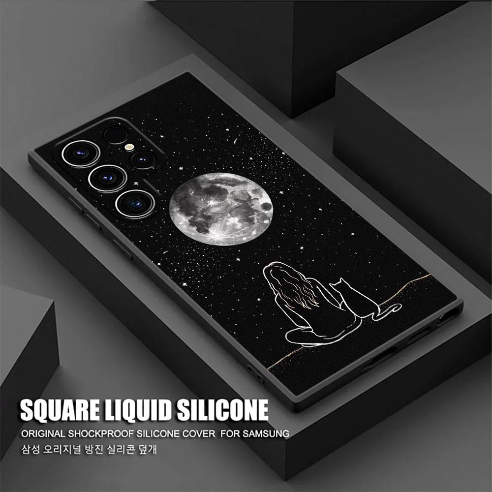 Забавный Милый Кот Лайн-арт Чехол S26Ultra Для Samsung Galaxy S26 S25 S24 S23 S20 S21 FE S22 Ultra S25 Plus 5G Чехлы Мягкая Защитная Крышка для Телефона