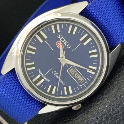АВТОМАТИЧЕСКИЕ ВИНТАЖНЫЕ ЧАСЫ SEIKO 5 ЯПОНИЯ 7009A МУЖСКИЕ С СИНИМ ЦИФЕРБЛАТОМ a702110-5
