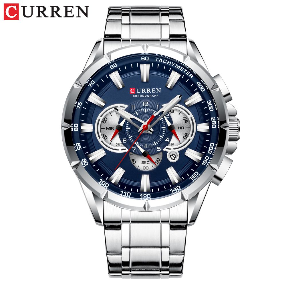 CURREN WristWatch Waterproof Chronograph Men Watch Top Brand Luxury White Silicone Original Male Clock All Clear Low Price 8442