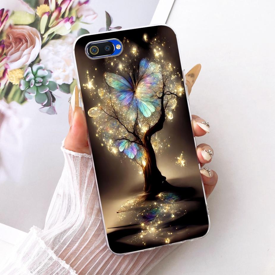 For Oppo A1k Case CPH1923 Luxury Flowers Butterfly Painted Cover Soft Silicone Case For Realme C2 RMX1941 OppoA1k RealmeC2 Shell
