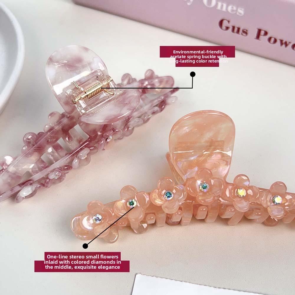 Elegant Straight Line Shaped Shark Clip Korean Style Acetic Acid Hair Claw Flower Hair Claw Gifts