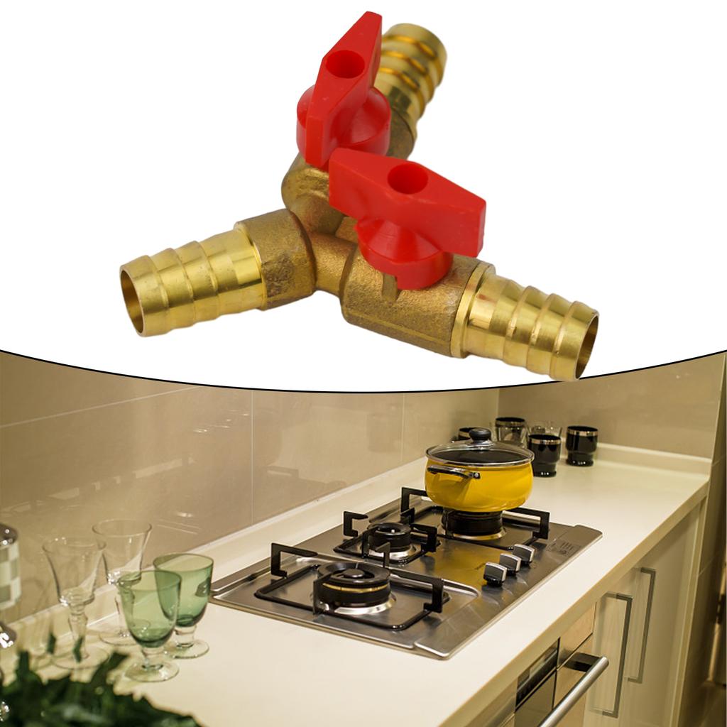 12mm Brass 3 Way Ball Valve Shut Off Valve for Hose Use in For Fuel Air Water Gas Pipe and Aquarium Connection Systems