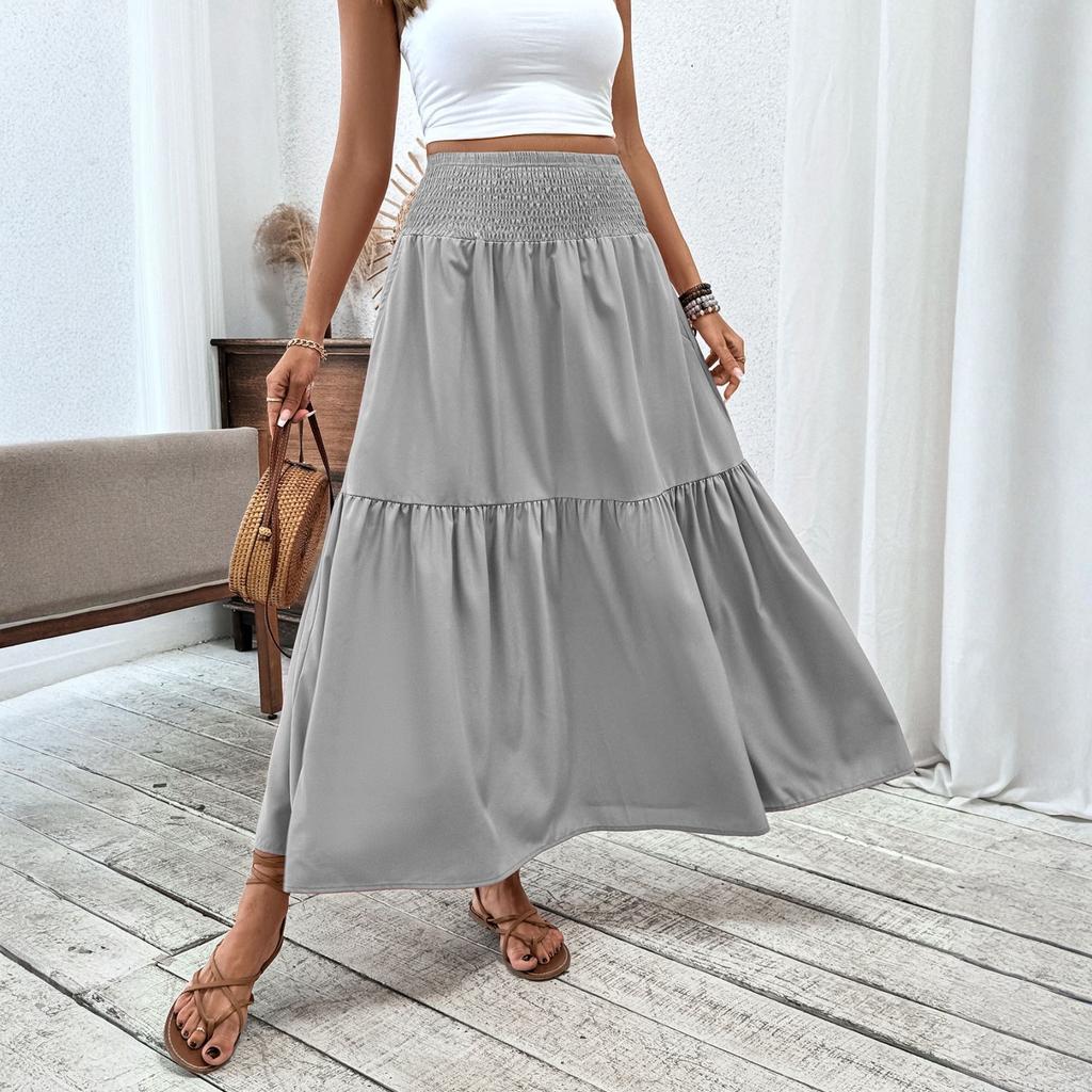 Женская модная плиссированная юбка с цветочным принтом и эластичным поясом, свободная юбка-трапеция с карманом