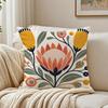 Colorful Vintage Flowers Pillow Case Organic Short Plush Cushion Covers Breathable Washable WrinkleResistant