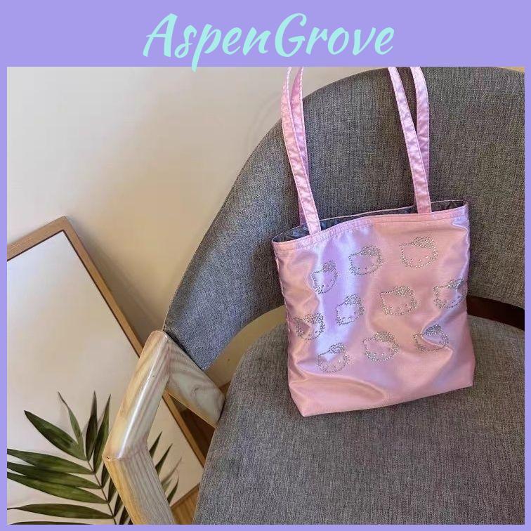 Kid Girl Satin Tote Bag With Embellished Letters For Daily Use