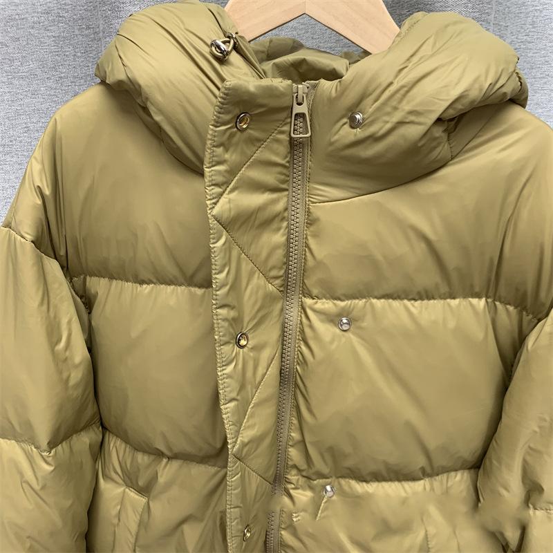 Зимняя свободная однотонная куртка с мягкой подкладкой на молнии и воротником с капюшоном, универсальное теплое белое пальто на утином пуху для женщин