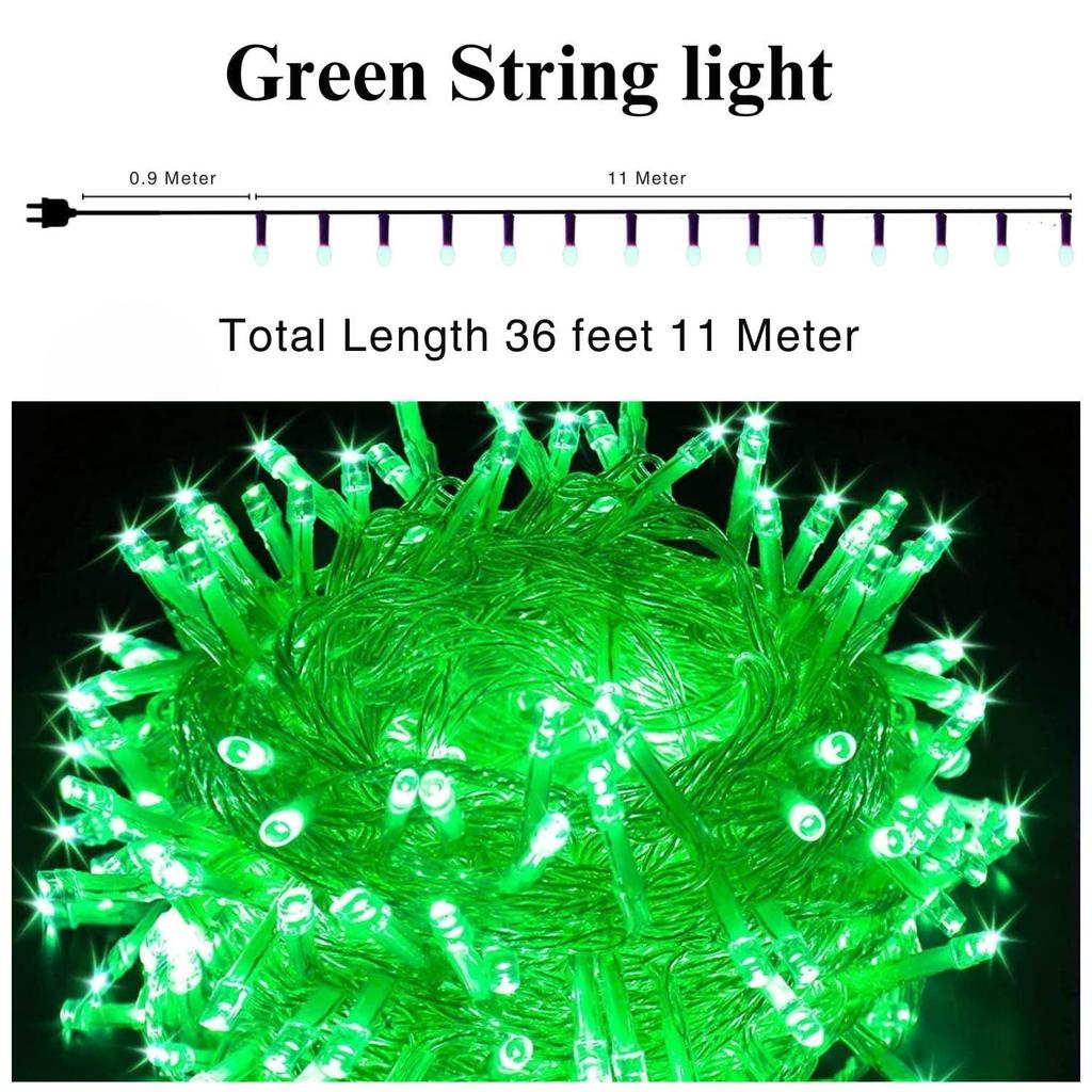 36 Ft Green LED Pixel String Lights Copper Wire Decorative Fairy Lights , Christmas, Wedding, Party, Indoor & Outdoor Home Décor Pack of 3