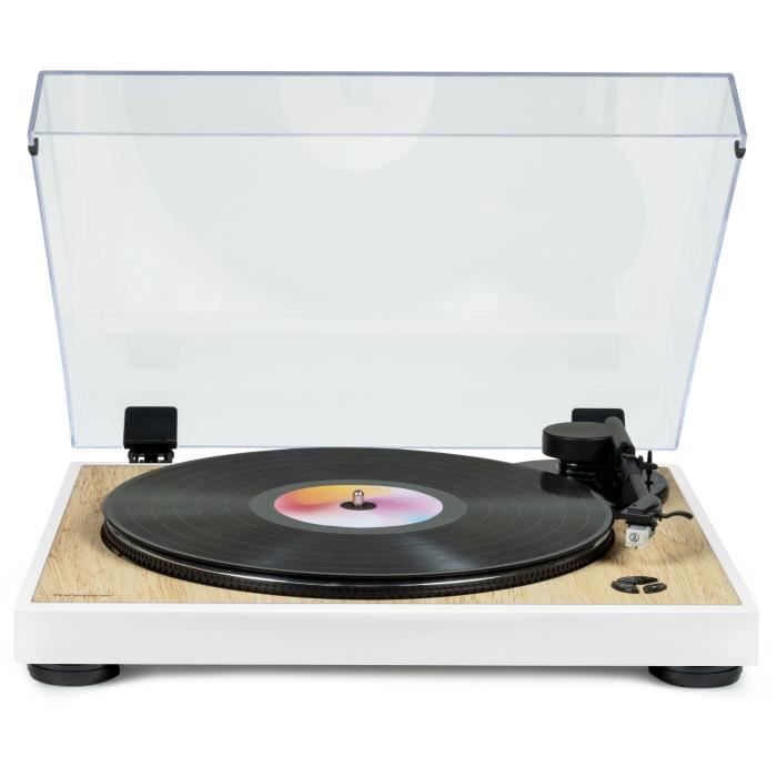Platine Vinyle THOMSON TT301 - Design Bois Et Blanc - Tête De Lecture Audio-Technica AT3600L - 33 Et 45 Tours