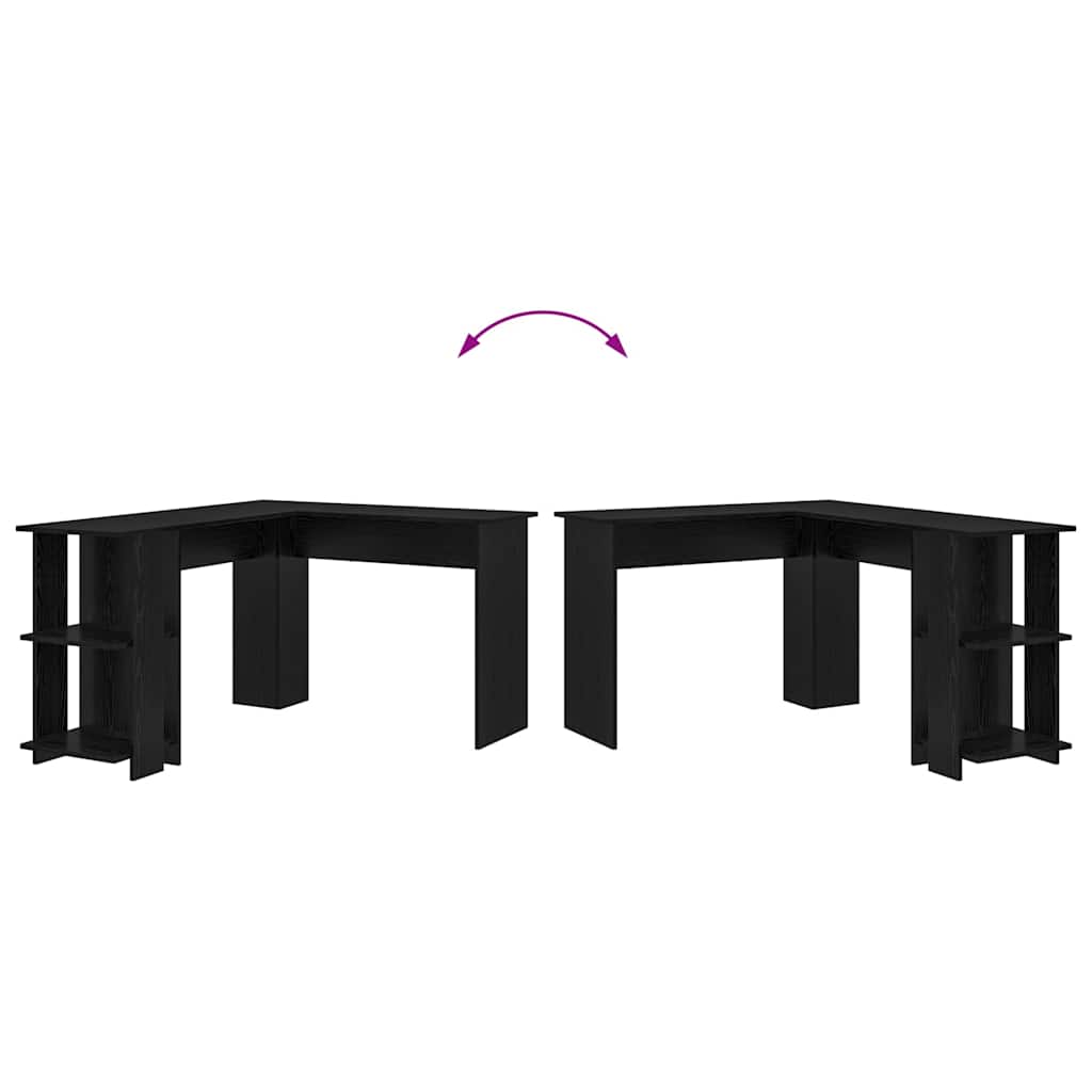 L shaped Desk Black Oak Effect 140 x 113.5 x 75 cm