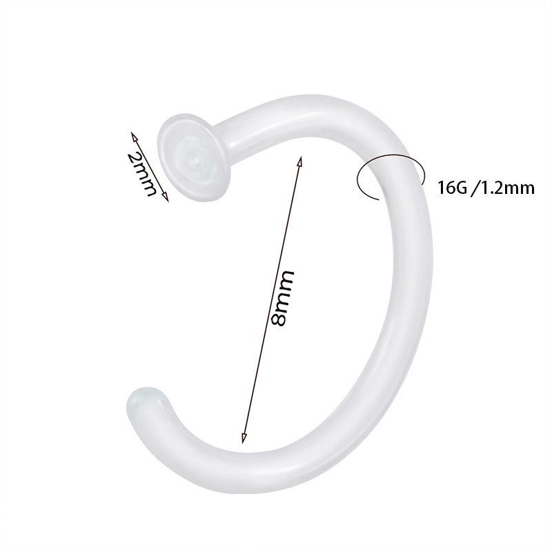 Прозрачный цвет Стекло C-образный L-образный пирсинг кольцо для носа - Невидимая изогнутая штанга Украшения для носа