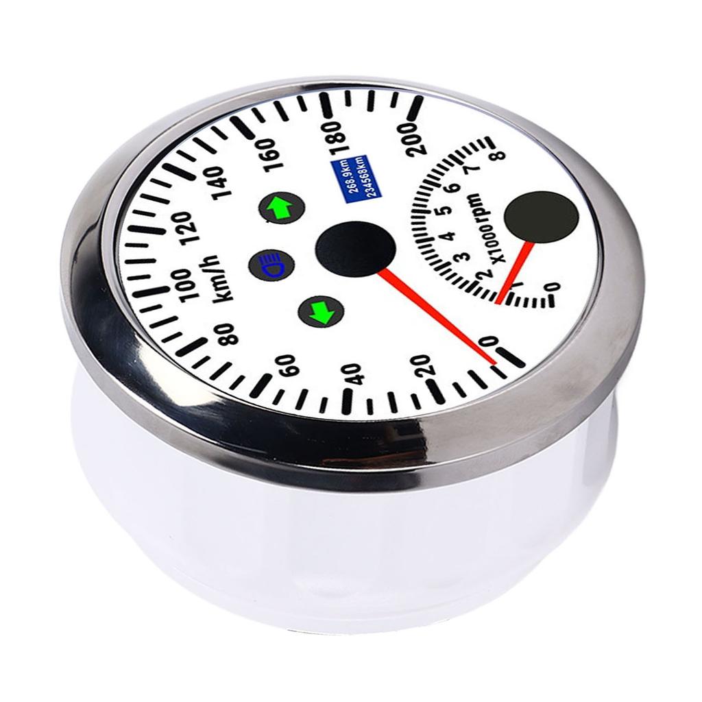 85mm 200km H GPS Speedometer 0‑8000rpm Tachometer Gauge LCD Red Backlight Waterproof for 12V 24V Car Boat Yacht RV