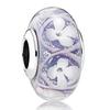 925 Sterling Silver Charm Shimmering Radiant Effervesence Heart Wavy Fancy Murano Glass Bead Fit Popular Bracelet Jewelry