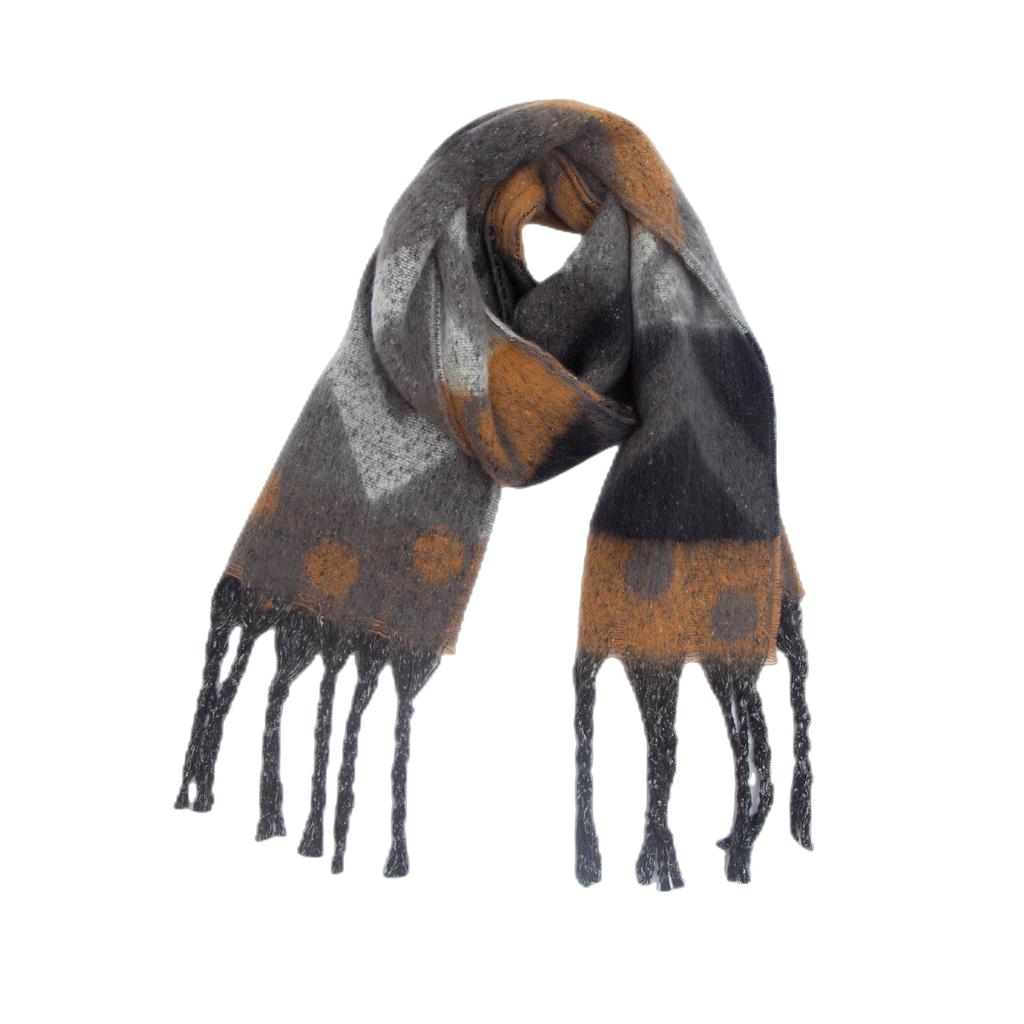Female Warm Shawl Autumn Winter Thick Love Wave Print Scarf Tassel