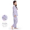 SAZAC Kuromi Gingham Pajama Cotton Long Sleeve and Loungewear Set, 100% Broadcloth, Women's Pants, (Purple/M/SAN1782)