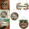 Warm Home Round Doorplate Retro Style Hanging Wooden Board New Wall Sign  Front Door Decor