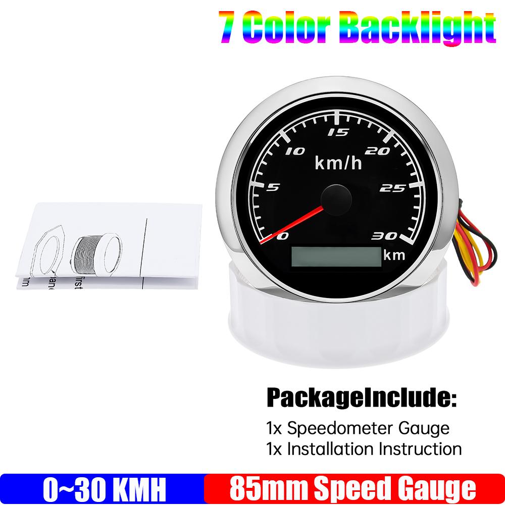 ZMFJH 30KMH-300KMH 85mm Analog Pulse Speedometer Gauge 7 Color Light Speed Meter Pulse Signal Speedometer Car Boat Yacht 12V24V