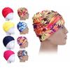 Printed Sports Accessories Elastic Nylon Turban Long Hair Protect Pool Bathing Hats Swimming Cap