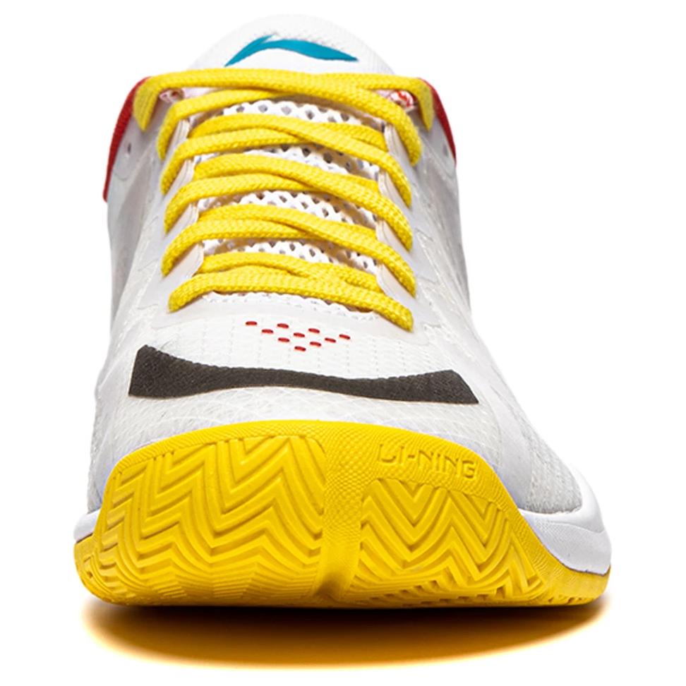 Коллекция Li Ning для настольного тенниса Устойчивые к истиранию Дышащие Поддерживающие Низкие Кроссовки для настольного тенниса Унисекс Белый Желтый APPU003-4