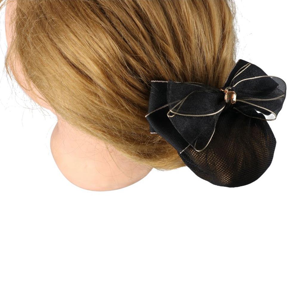 Simple Cloth Elegant For Stewardess Nurse Retro Women Headdress Hairnet Bow headwear Mesh Snood