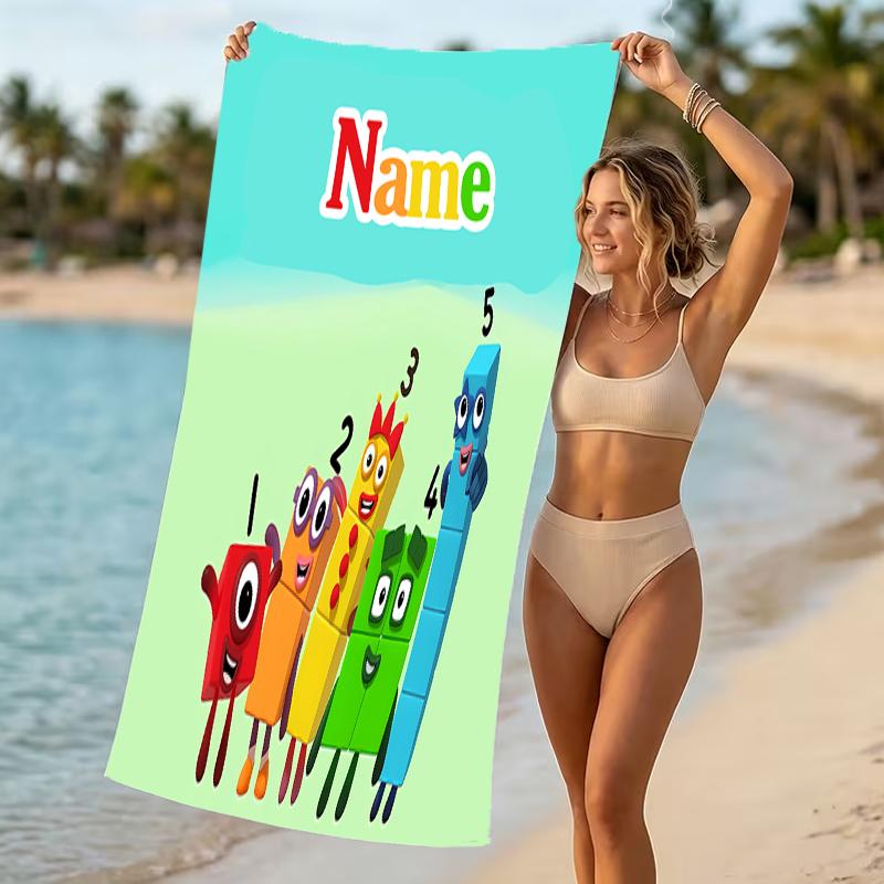 Customizable personalized beach towels Numberblocks themed designs.Suitable for the beach, yoga, sports;ideal as beach accessories