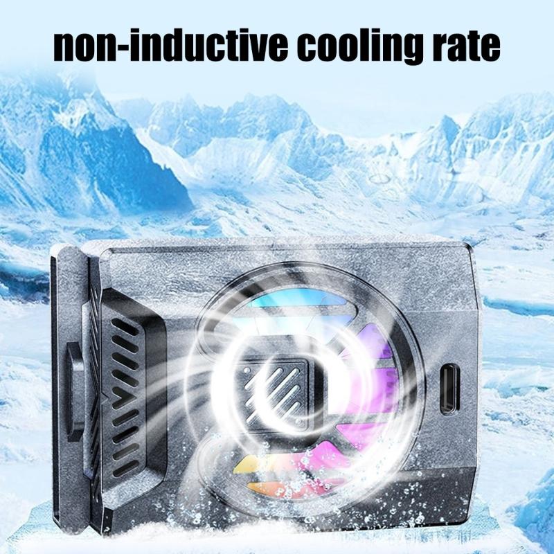 Camera Cooling Fan Spring Telescopic Mounting Adjustable Intelligent Cooling Fan with USB C Charging Port LED Light